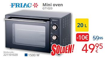 Promoties Friac mini oven gt1020 - Friac - Geldig van 01/08/2020 tot 31/08/2020 bij Eldi