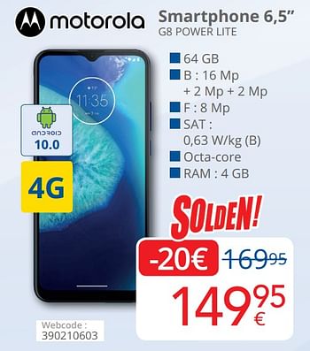 Promoties Motorola smartphone 6,5`` g8 power lite - Motorola - Geldig van 01/08/2020 tot 31/08/2020 bij Eldi