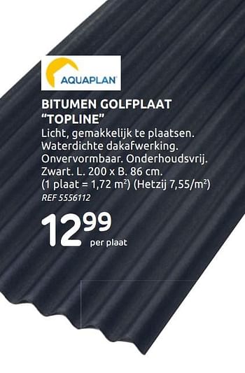 Promotions Bitumen golfplaat topline - Aquaplan - Valide de 12/08/2020 à 31/08/2020 chez BricoPlanit