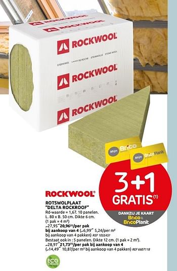 Promotions Rotswolplaat delta rockroof - Rockwool - Valide de 12/08/2020 à 31/08/2020 chez BricoPlanit