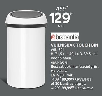 Promoties Vuilnisbak touch bin - Brabantia - Geldig van 12/08/2020 tot 31/08/2020 bij BricoPlanit