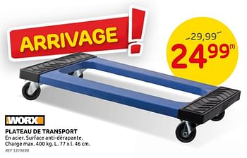 Promotions Plateau de transport - Worx - Valide de 12/08/2020 à 31/08/2020 chez Brico