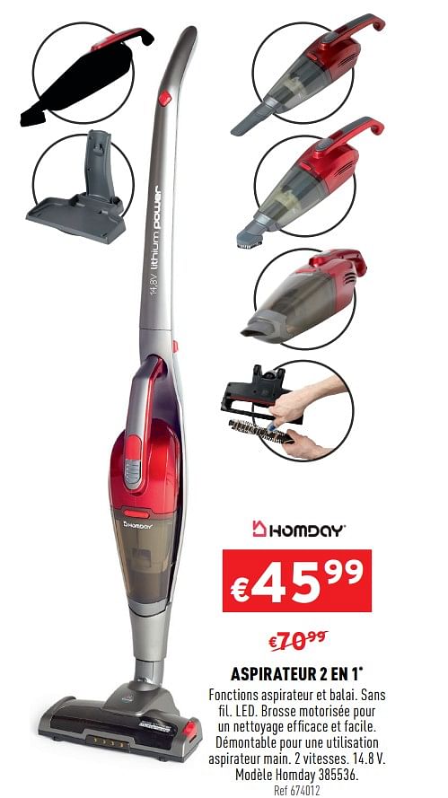 Homday Aspirateur 2 en 1 mod le homday 385536 En promotion chez