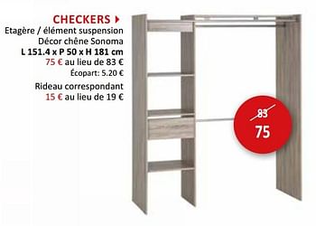 Promotions Checkers etagère - élément suspension - Produit maison - Weba - Valide de 01/08/2020 à 31/08/2020 chez Weba