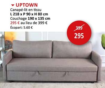 Promotions Uptown canapé-lit en tissu - Produit maison - Weba - Valide de 01/08/2020 à 31/08/2020 chez Weba
