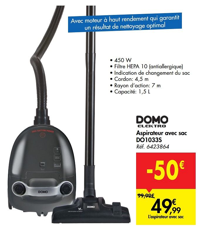 Domo elektro Domo elektro aspirateur avec sac do1033s En