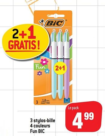 Promotions 3 stylos-bille 4 couleurs fun bic - BIC - Valide de 05/08/2020 à 30/09/2020 chez Match