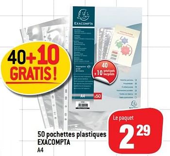 Promotions 50 pochettes plastiques exacompta a4 - Exacompta - Valide de 05/08/2020 à 30/09/2020 chez Match