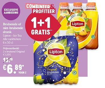 Promoties Bruisende of niet-bruisende drank lipton - ice tea - Lipton - Geldig van 06/08/2020 tot 12/08/2020 bij Delhaize