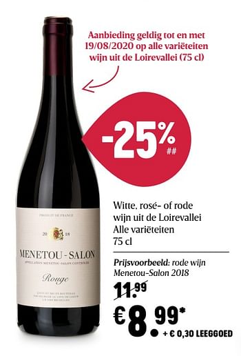 Promoties Witte, rosé- of rode wijn uit de loirevallei - Rode wijnen - Geldig van 06/08/2020 tot 12/08/2020 bij Delhaize
