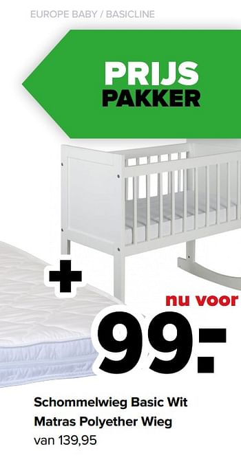 boog Document Publicatie Europe baby Schommelwieg basic wit matras polyether wieg - Promotie bij Baby -Dump