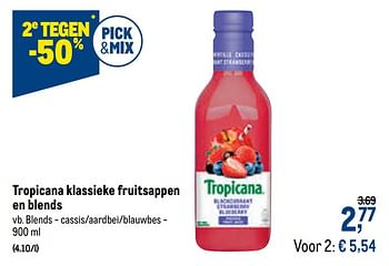Promoties Tropicana klassieke fruitsappen en blends blends - cassis-aardbei-blauwbes - Tropicana - Geldig van 12/08/2020 tot 25/08/2020 bij Makro