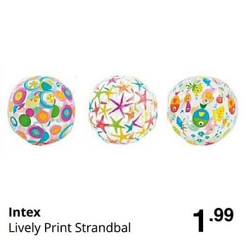 Promotions Intex lively print strandbal - Intex - Valide de 09/08/2020 à 15/08/2020 chez Baby & Tiener Megastore