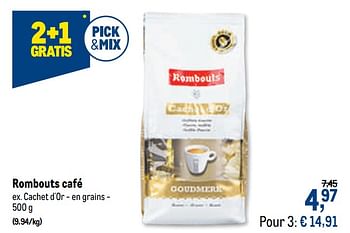 Promotions Rombouts café cachet d`or - en grains - Rombouts - Valide de 12/08/2020 à 25/08/2020 chez Makro