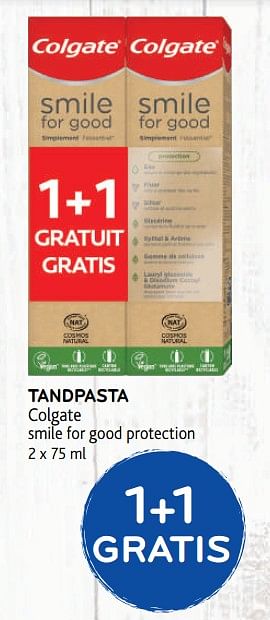 Promoties 1+1 gratis tandpasta colgate smile for good protection - Colgate - Geldig van 12/08/2020 tot 25/08/2020 bij Alvo