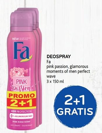 Promoties 2+1 gratis deospray fa - Fa - Geldig van 12/08/2020 tot 25/08/2020 bij Alvo