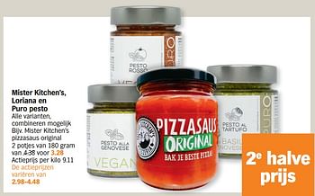 Promoties Mister kitchen`s loriana en puro pesto mister kitchen`s pizzasaus original - Mister Kitchen's - Geldig van 10/08/2020 tot 16/08/2020 bij Albert Heijn