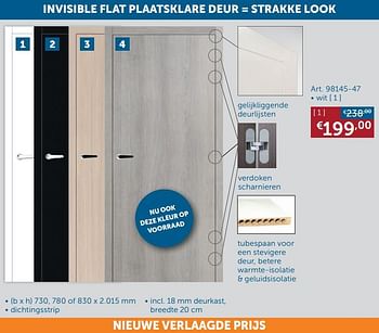 Promoties Invisible flat plaatsklare deur = strakke look wit - Huismerk - Zelfbouwmarkt - Geldig van 18/08/2020 tot 21/09/2020 bij Zelfbouwmarkt