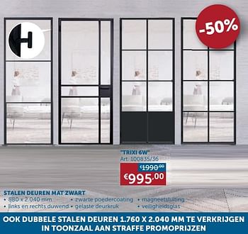 Promoties Trixi 6w stalen deuren mat zwart - Huismerk - Zelfbouwmarkt - Geldig van 18/08/2020 tot 21/09/2020 bij Zelfbouwmarkt