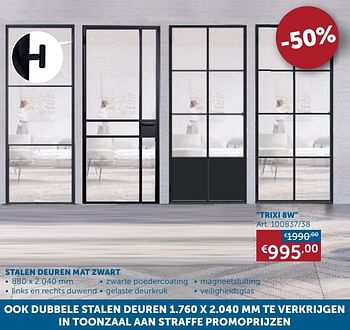 Promoties Trixi 8w stalen deuren mat zwart - Huismerk - Zelfbouwmarkt - Geldig van 18/08/2020 tot 21/09/2020 bij Zelfbouwmarkt