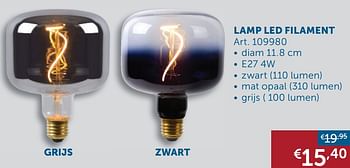 Promoties Lamp led filament - Huismerk - Zelfbouwmarkt - Geldig van 18/08/2020 tot 21/09/2020 bij Zelfbouwmarkt