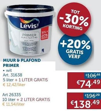 Promoties Muur + plafond primer - Levis - Geldig van 18/08/2020 tot 21/09/2020 bij Zelfbouwmarkt