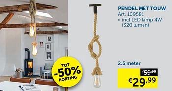 Promoties Pendel met touw 2.5 meter - Huismerk - Zelfbouwmarkt - Geldig van 18/08/2020 tot 21/09/2020 bij Zelfbouwmarkt