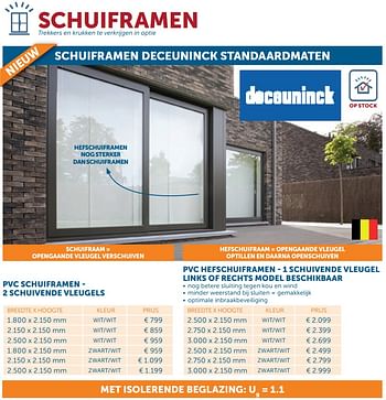 Promotions Schuiframen deceuninck standaardmaten - Deceuninck - Valide de 18/08/2020 à 21/09/2020 chez Zelfbouwmarkt