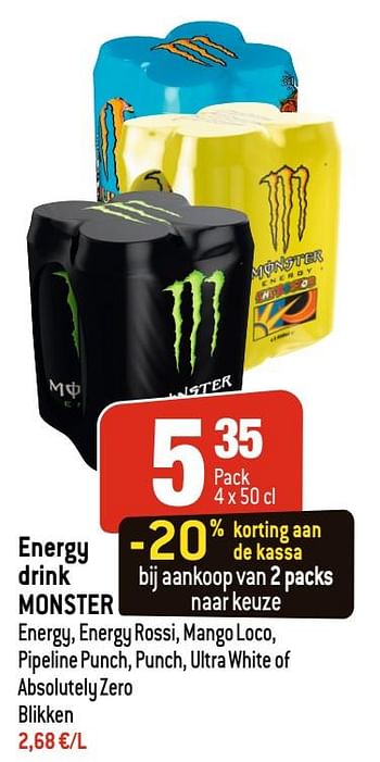 Promoties Energy drink monster - Monster - Geldig van 12/08/2020 tot 18/08/2020 bij Smatch