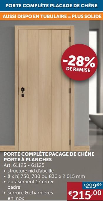 Promotions Porte complète pacage de chêne porte à planches - Produit maison - Zelfbouwmarkt - Valide de 18/08/2020 à 21/09/2020 chez Zelfbouwmarkt
