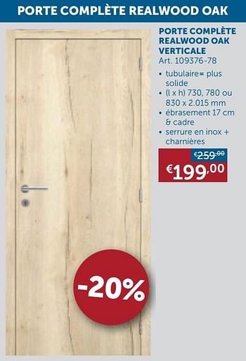 Promotions Porte complète realwood oak verticale - Produit maison - Zelfbouwmarkt - Valide de 18/08/2020 à 21/09/2020 chez Zelfbouwmarkt