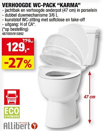 Promoties Verhoogde wc-pack karma - Allibert - Geldig van 12/08/2020 tot 23/08/2020 bij Hubo