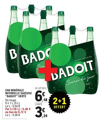 Promoties Eau minérale naturelle gazeuse badoit verte - Badoit - Geldig van 11/08/2020 tot 15/08/2020 bij E.Leclerc