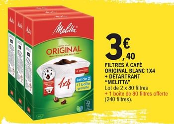 Promotions Filtres à café original blanc + détartrant melitta - Melitta - Valide de 11/08/2020 à 15/08/2020 chez E.Leclerc