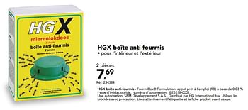Promotions Hgx boîte anti-fourmis - HG - Valide de 12/08/2020 à 23/08/2020 chez Hubo