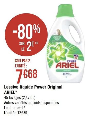 Promo Lessive liquide ARIEL Power Original** chez Géant Casino