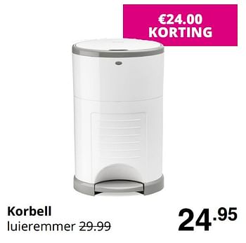Promoties Korbell luieremmer - Korbell - Geldig van 16/08/2020 tot 22/08/2020 bij Baby & Tiener Megastore