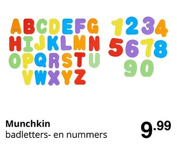 Promoties Munchkin badletters- en nummers - Munchkin - Geldig van 16/08/2020 tot 22/08/2020 bij Baby & Tiener Megastore
