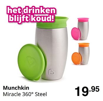 Promoties Munchkin miracle 360° steel - Munchkin - Geldig van 16/08/2020 tot 22/08/2020 bij Baby & Tiener Megastore