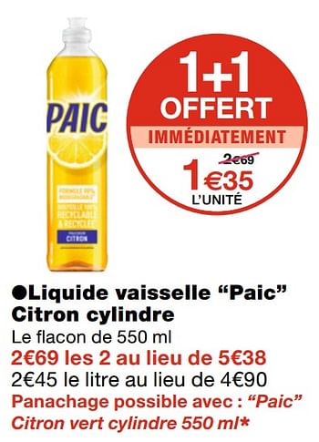 Liquide vaisselle citron Paic - 550ml