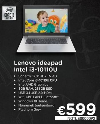 Promoties Lenovo ideapad intel i3-10110u - Lenovo - Geldig van 16/08/2020 tot 30/09/2020 bij Compudeals