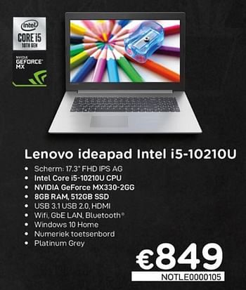 Promotions Lenovo ideapad intel i5-10210u - Lenovo - Valide de 16/08/2020 à 30/09/2020 chez Compudeals