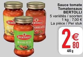 Promoties Sauce tomate tomatensaus bertolli - Bertolli - Geldig van 18/08/2020 tot 24/08/2020 bij Cora