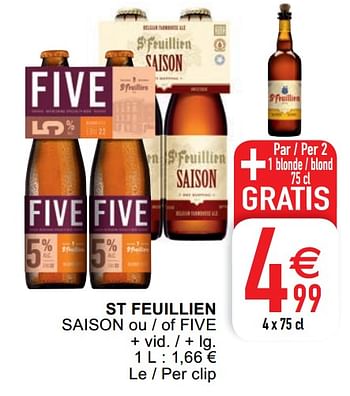 Promotions St feuillien saison ou - of five - St Feuillien - Valide de 18/08/2020 à 24/08/2020 chez Cora