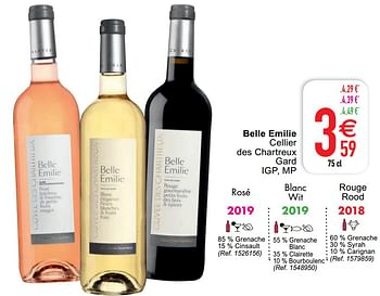 Promoties Belle emilie cellier des chartreux gard igp mp rosé - Rosé wijnen - Geldig van 18/08/2020 tot 24/08/2020 bij Cora