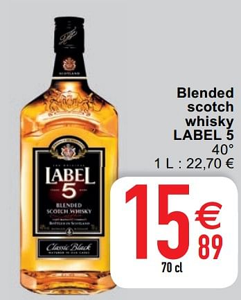 Promoties Blended scotch whisky label 5 - Label 5 - Geldig van 18/08/2020 tot 24/08/2020 bij Cora