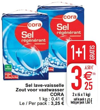 Promoties Sel lave-vaisselle zout voor vaatwasser cora - Huismerk - Cora - Geldig van 18/08/2020 tot 24/08/2020 bij Cora