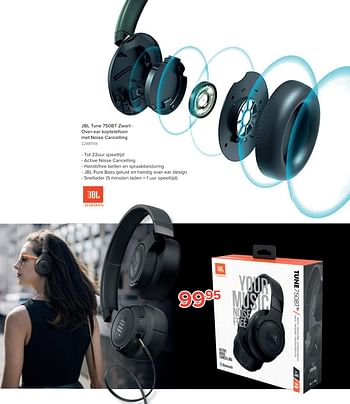 Promoties Jbl tune 750bt zwart - over-ear koptelefoon - JBL - Geldig van 17/08/2020 tot 30/09/2020 bij Euro Shop