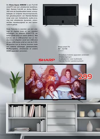 Promoties Sharp smart tv 40`` - full hd - Sharp - Geldig van 17/08/2020 tot 30/09/2020 bij Euro Shop