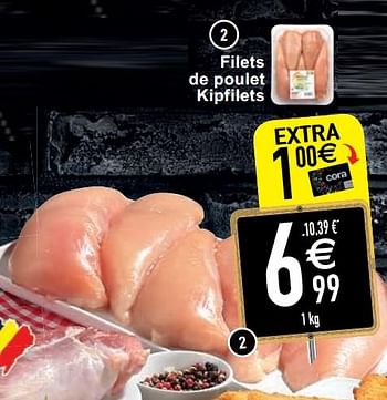 Promoties Filets de poulet kipfilets - Huismerk - Cora - Geldig van 18/08/2020 tot 24/08/2020 bij Cora